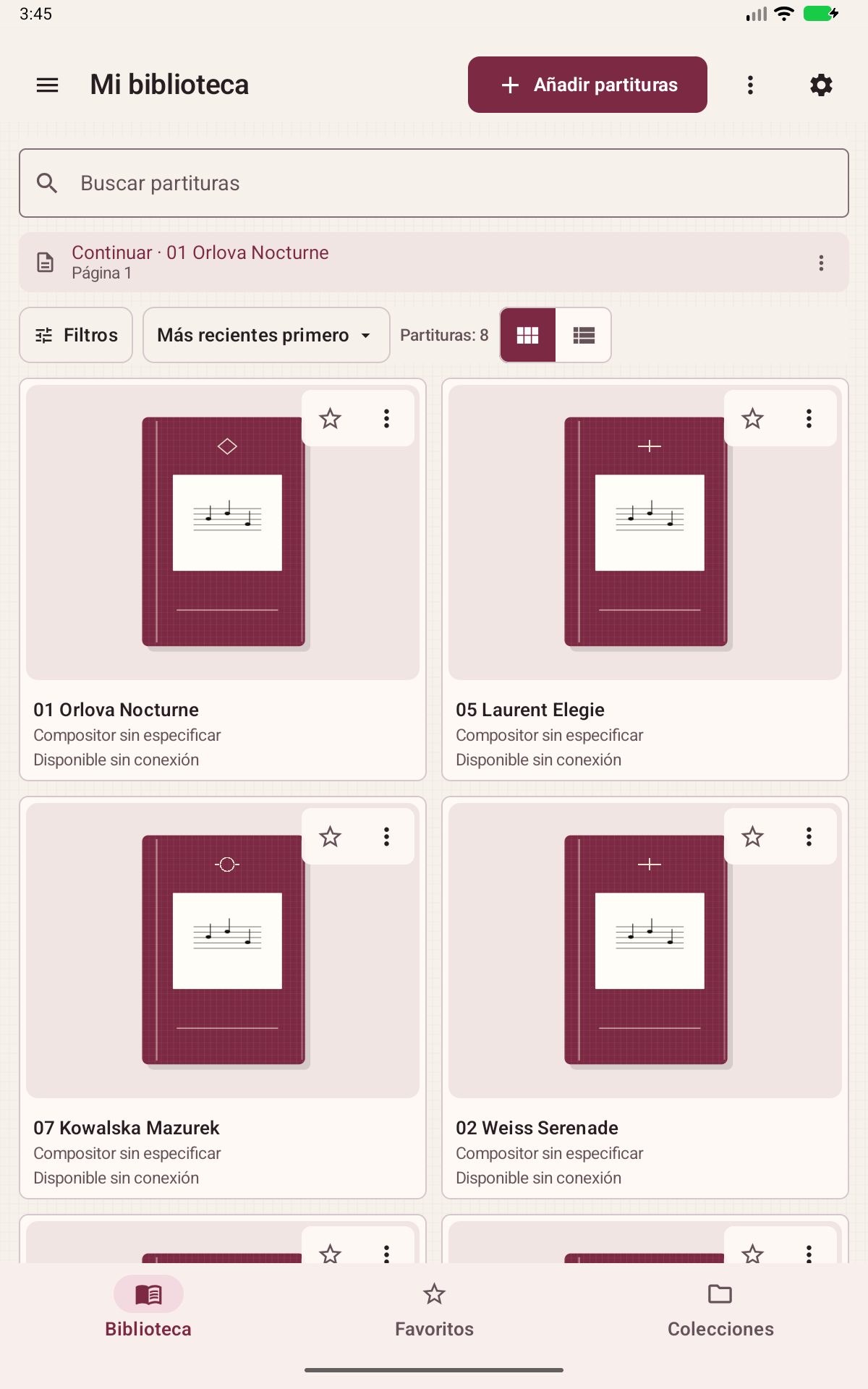 Pantalla de Partitoria: Tu biblioteca de partituras para Android